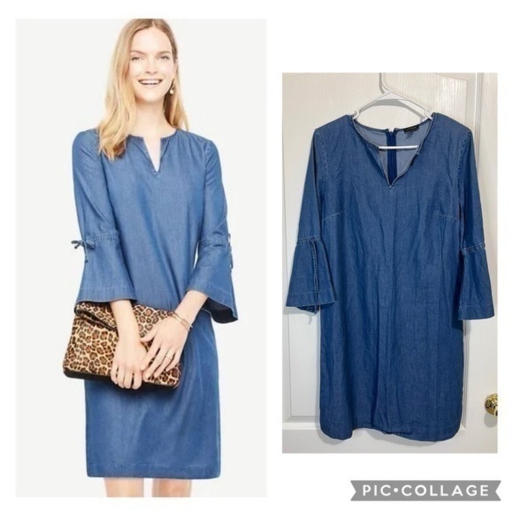 Ann Taylor Chambray Bell Sleeve Dress size 4